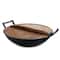 MegaChef 14" Heavy Duty Cast Iron Wok With Wood Lid Set